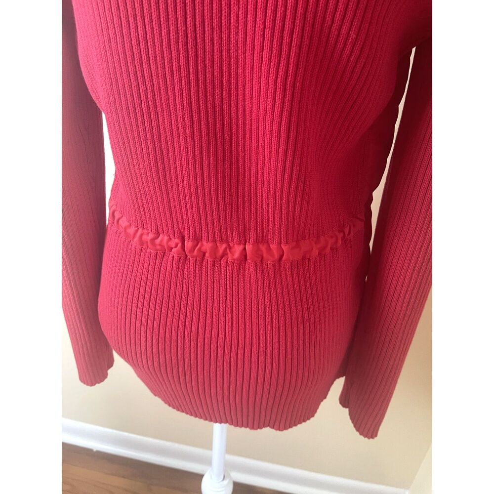 Red Quilted Knit Jacket M Zip Front Lightweight Fall Minimalist Classic NWT - Picture 11 of 15